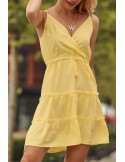 Delicate dress with an envelope neckline, yellow PR3200 - Online store - Boutique